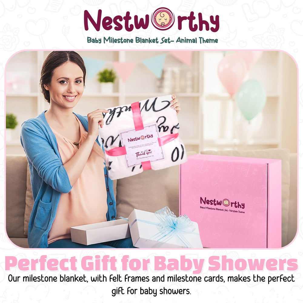 Nestworthy milestone blanket machine-washable design makes cleanup quick.