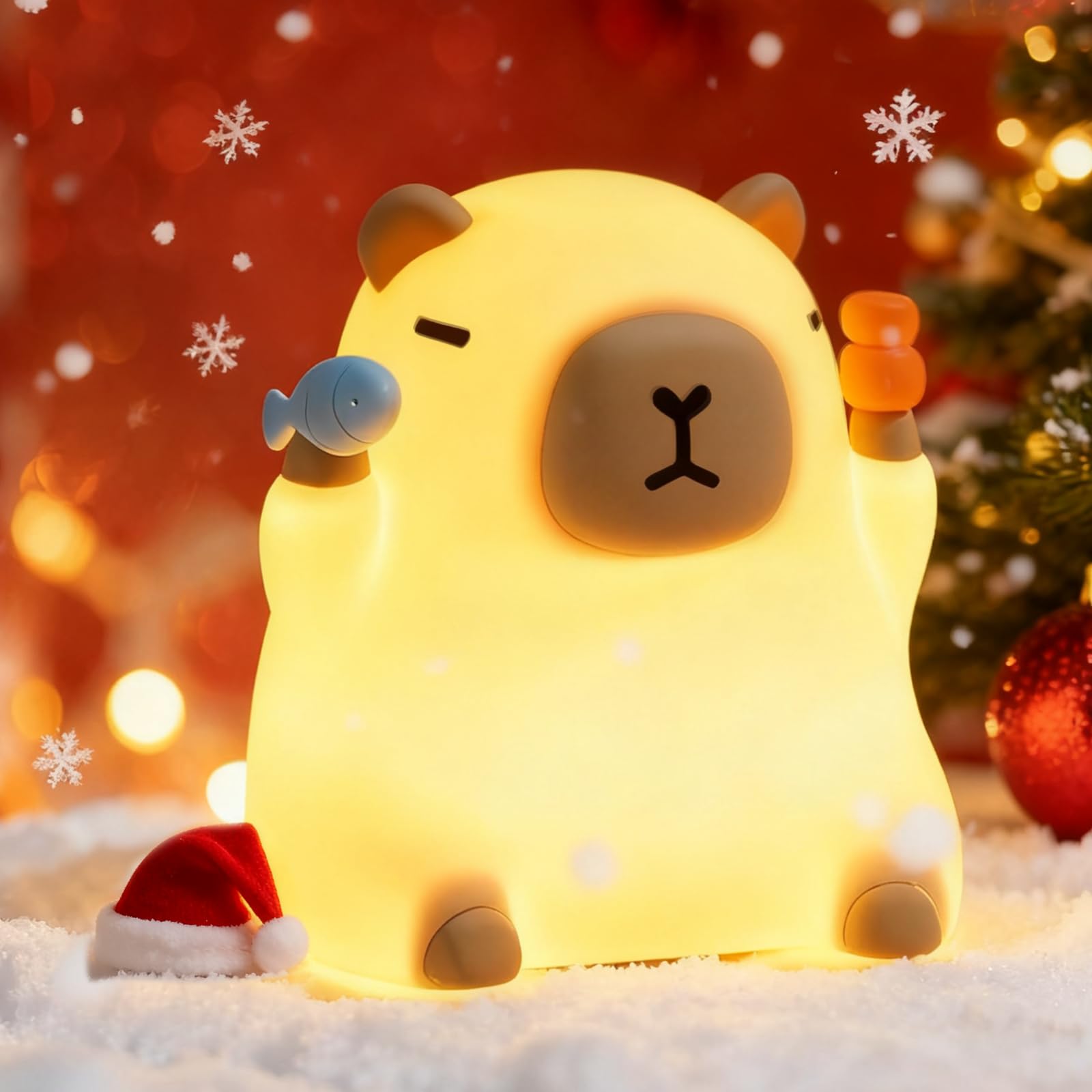 NesveCit Capybara night light on desk adds cute ambiance.