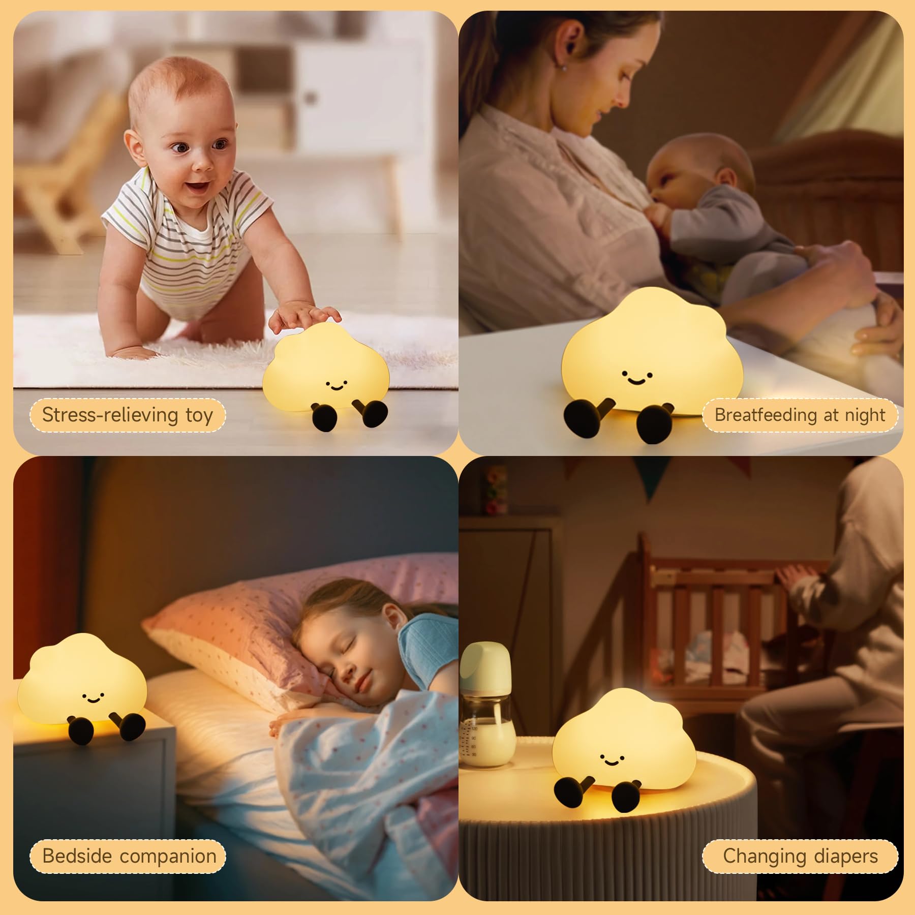 NesveCit Cloud Night Light with rechargeable 1200mAh battery for all-night use