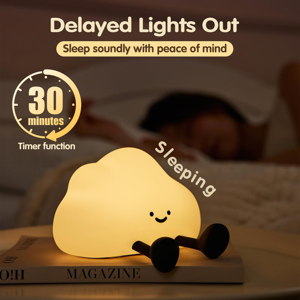 Close-up of NesveCit Cloud Night Light shows squishy silicone texture for safe interaction