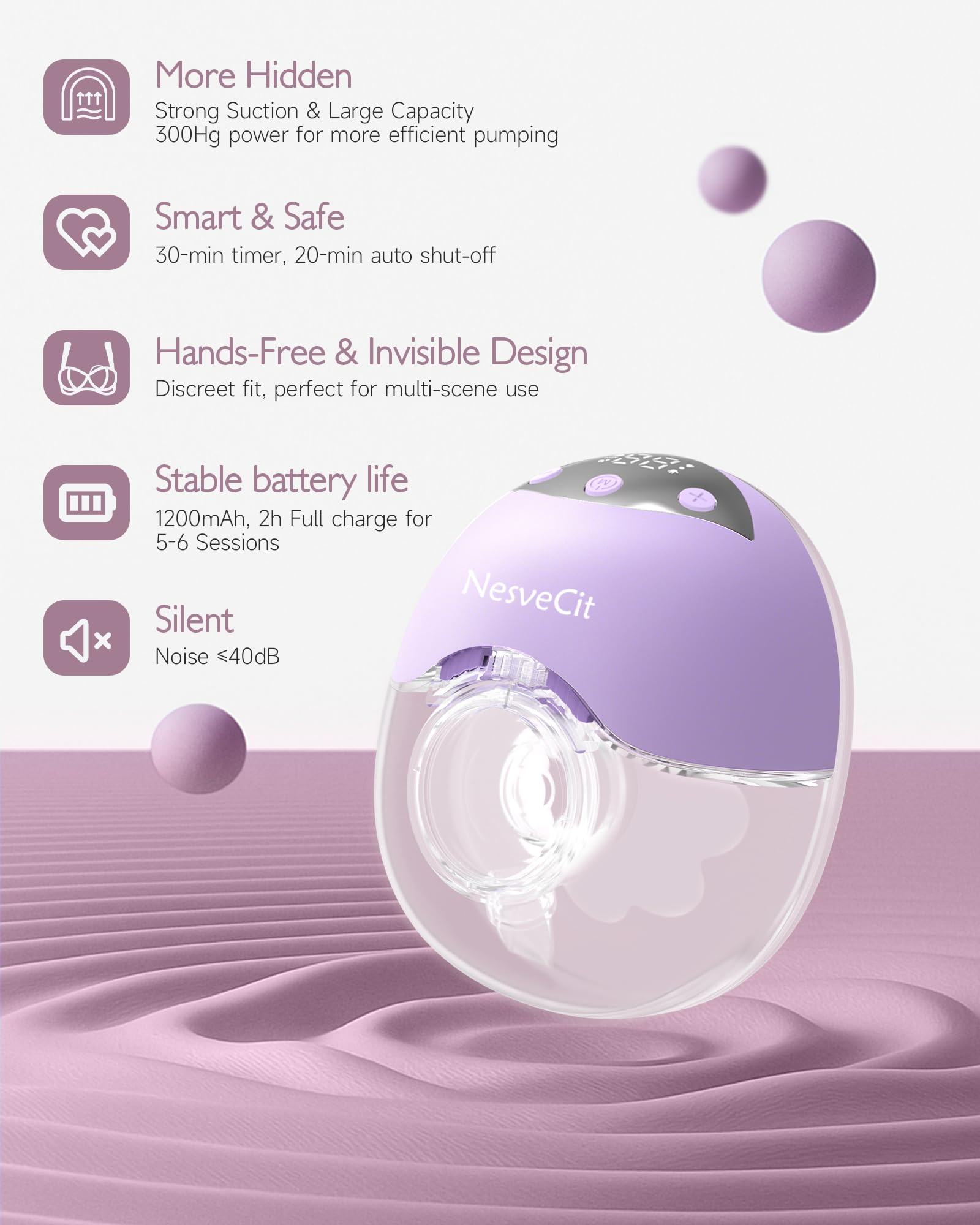 NesveCit pump with four modes and twelve levels adapts to nursing rhythm