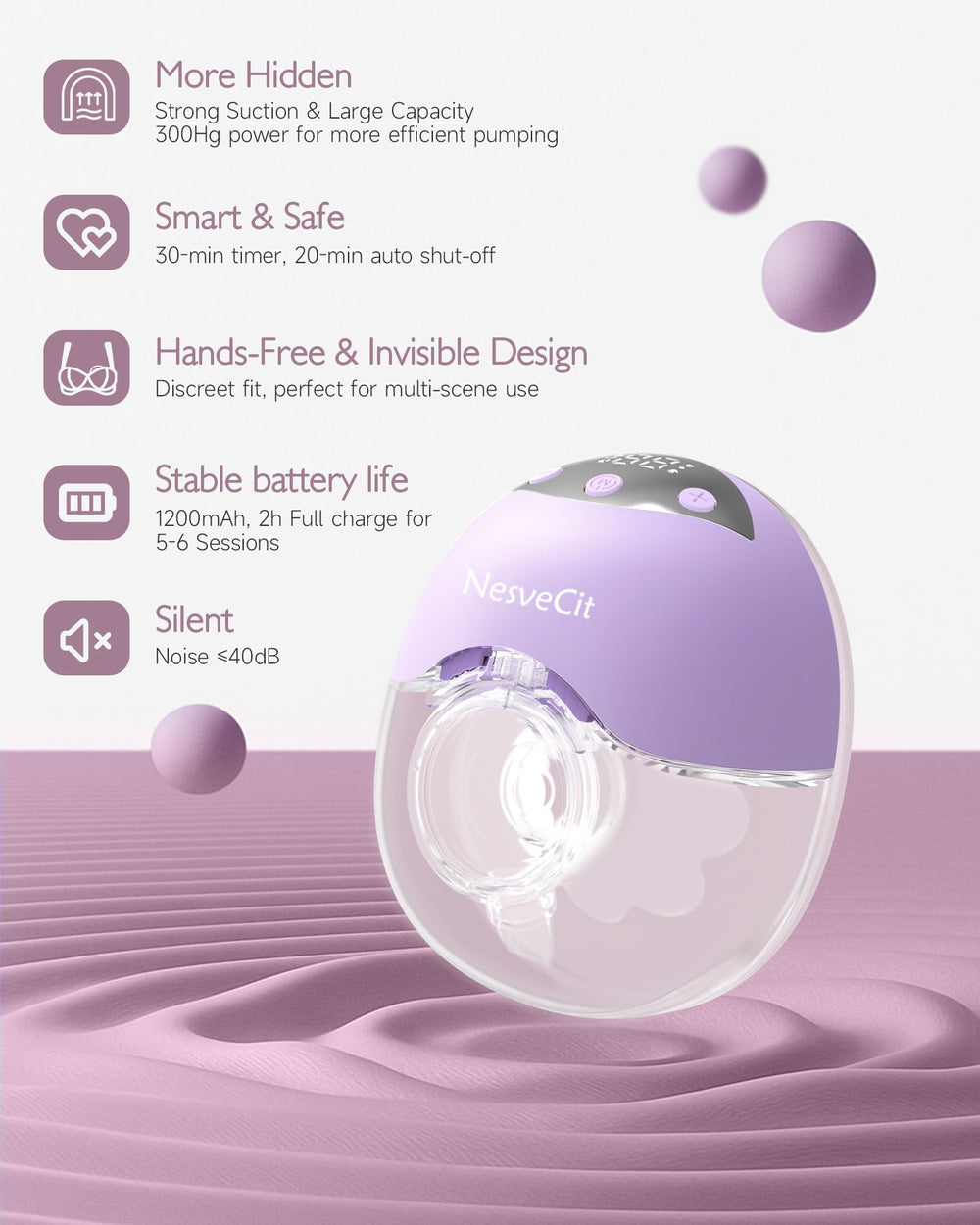 NesveCit pump with four modes and twelve levels adapts to nursing rhythm