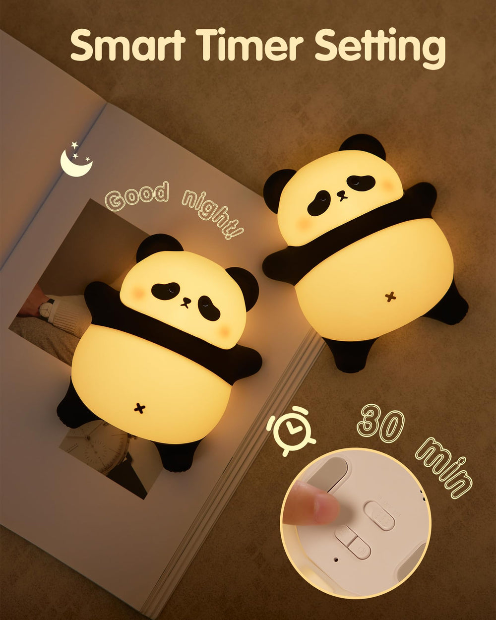 NesveCit Snoring Panda night light dimmed glow for late-night feeds