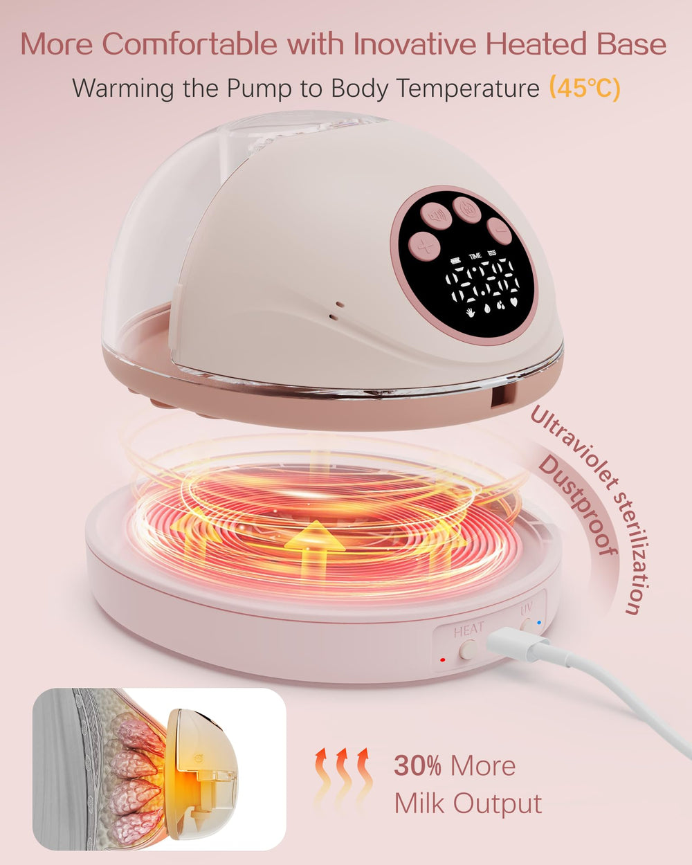 NesveCit wearable breast pump under bra supports hands-free, on-the-go pumping.