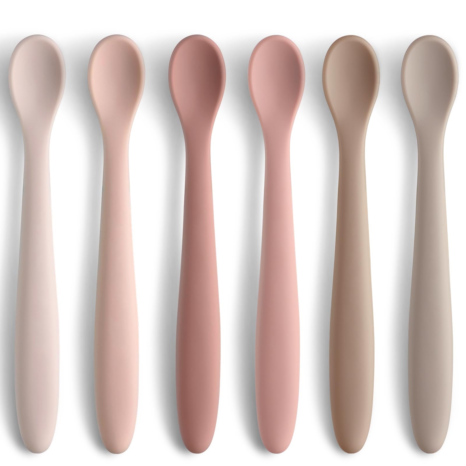 NETANY silicone baby spoon with a soft tip, gentle on gums during first meals.