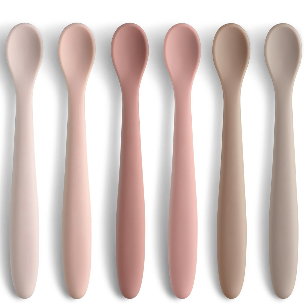 NETANY silicone baby spoon with a soft tip, gentle on gums during first meals.