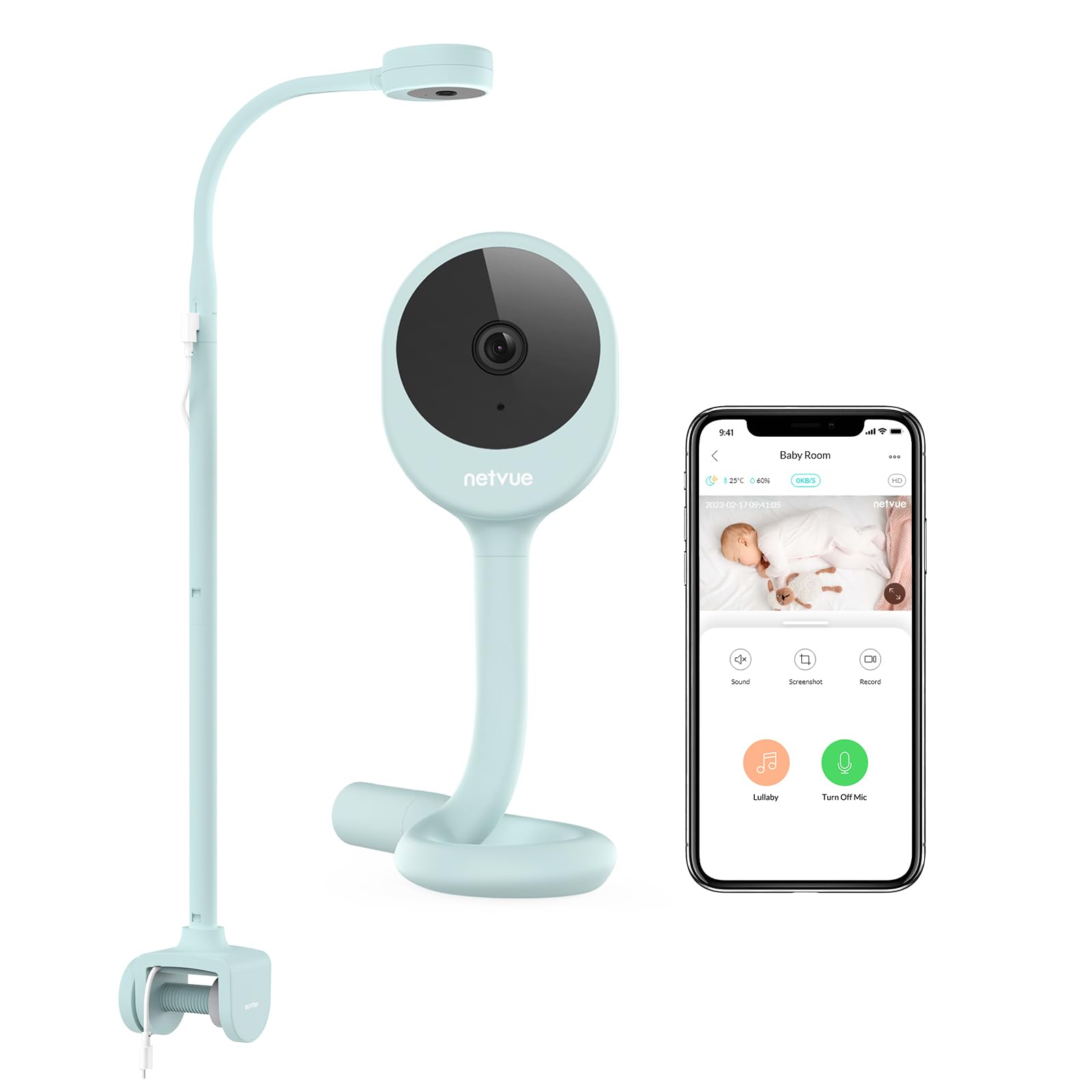 NETVUE Peekababy camera with 4-in-1 stand delivers panoramic crib view for calm checks