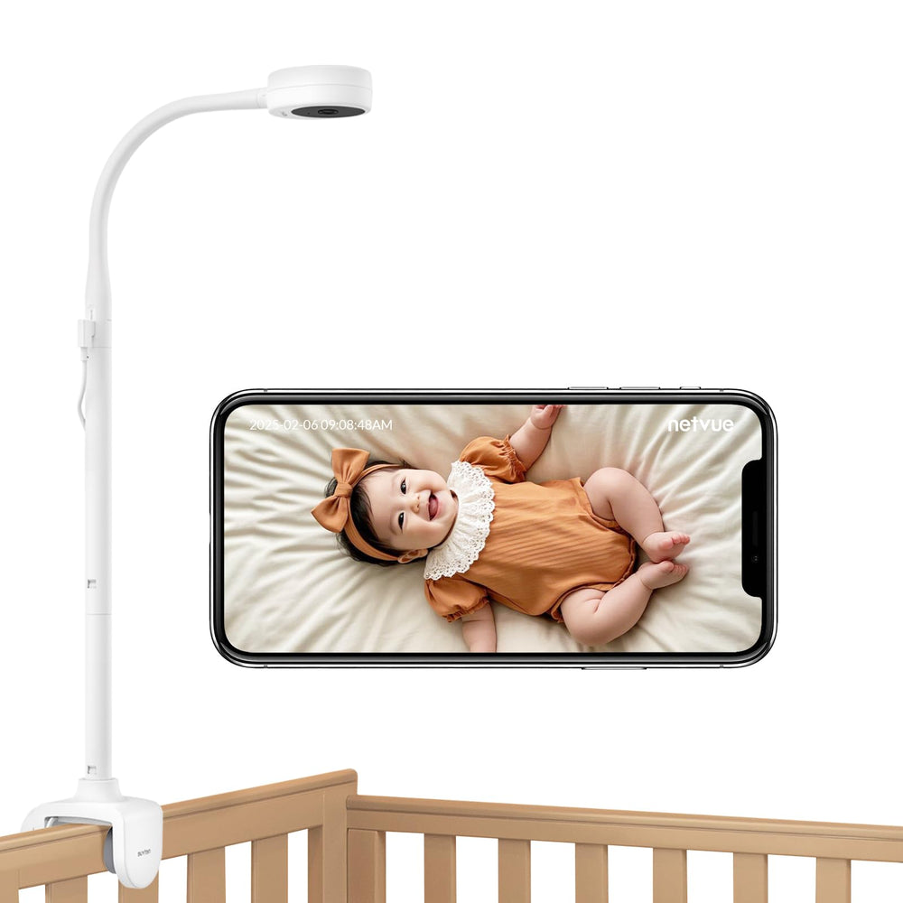 NETVUE Peekababy 4-in-1 stand delivers flexible positioning for panoramic baby views.