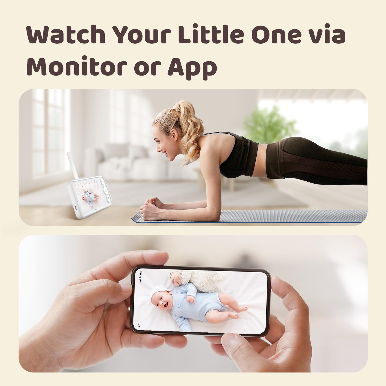 NETVUE Peekababy display-5inch delivers real-time video on a bright, responsive screen.