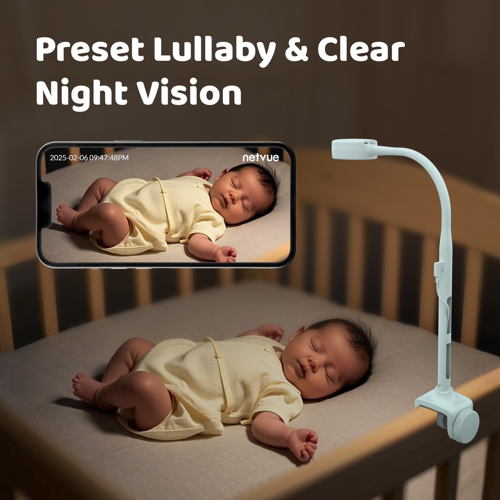 NETVUE Peekababy environmental sensors show temperature and humidity with video