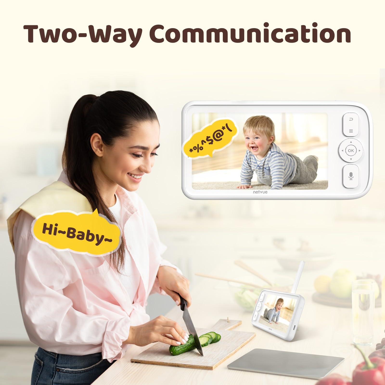 NETVUE Peekababy two-way talk lets you reassure your baby remotely.