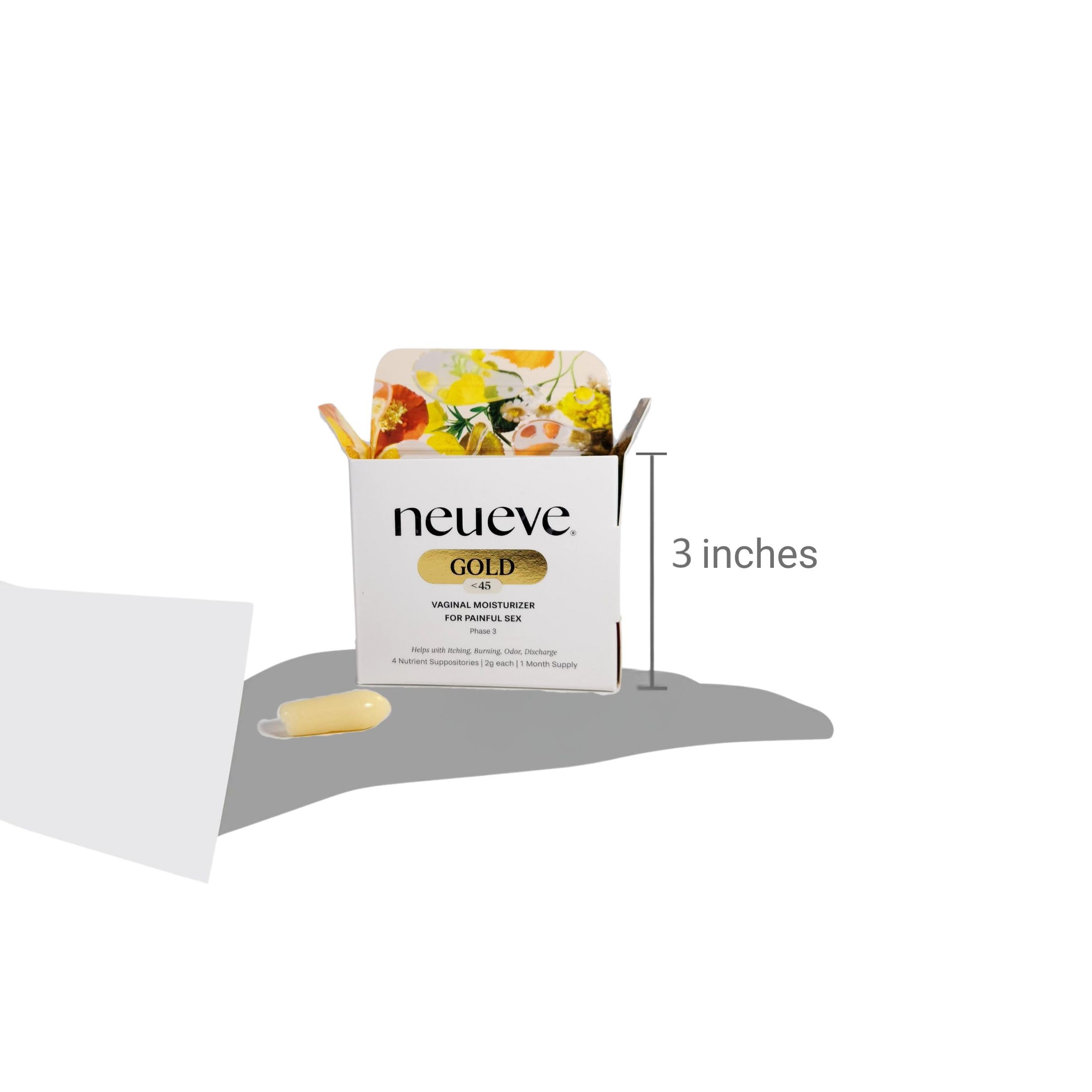 NeuEve Gold Age display with label reinforces cruelty-free and USA-made messaging.