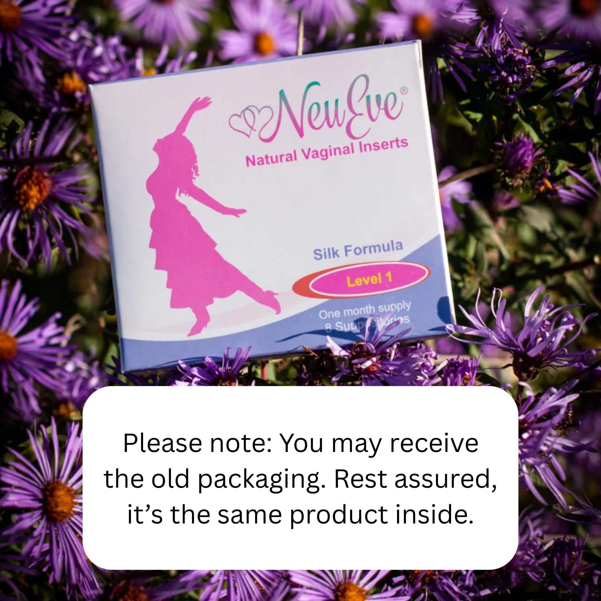 NeuEve Silk Age 55+ estrogen-free formula highlighting hormone-free care