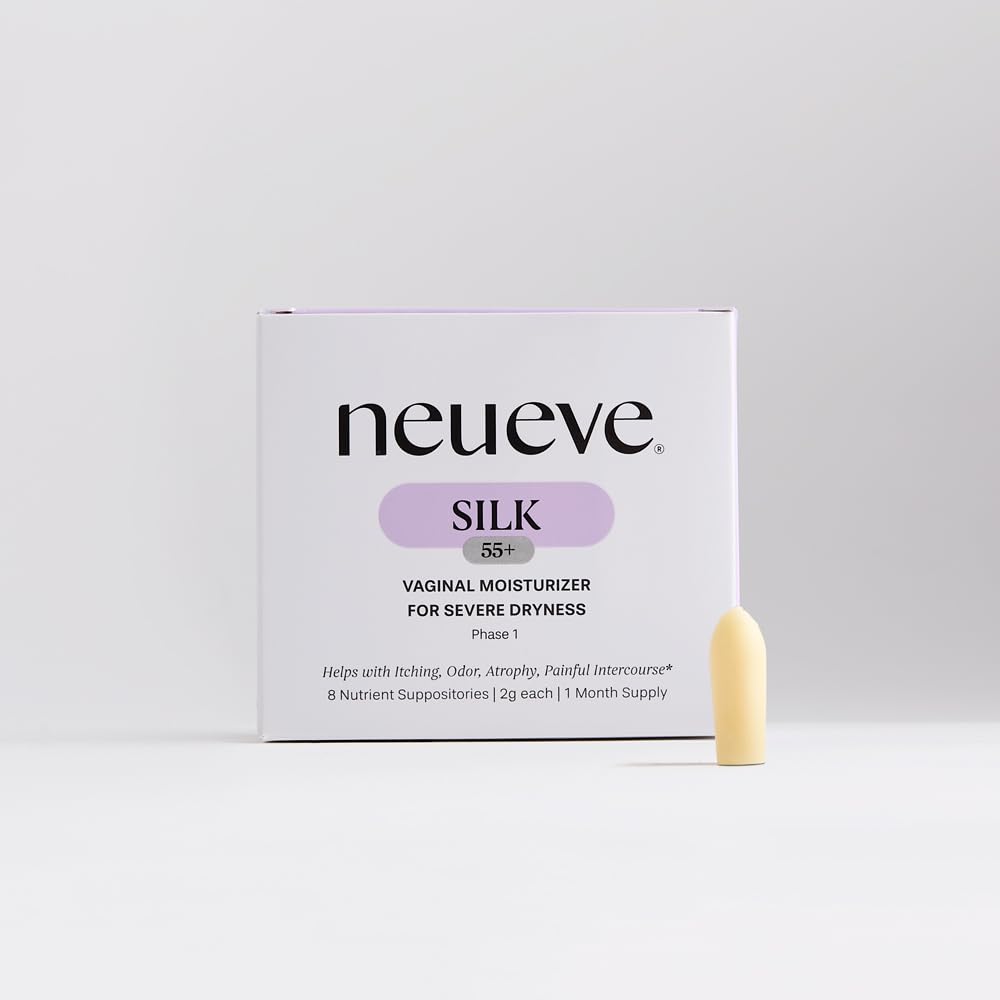 NeuEve Silk Age 55+ packaging image showing premium hormone-free menopause care