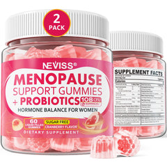 NEVISS Menopause Probiotics Gummies bottle promotes daily comfort with hormone-friendly support
