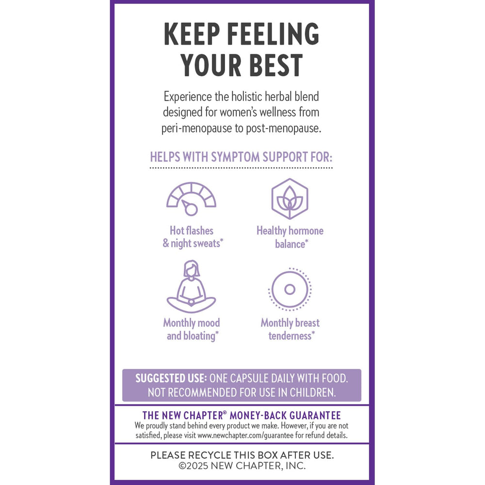 New Chapter Estrotone packaging seal and certification marks