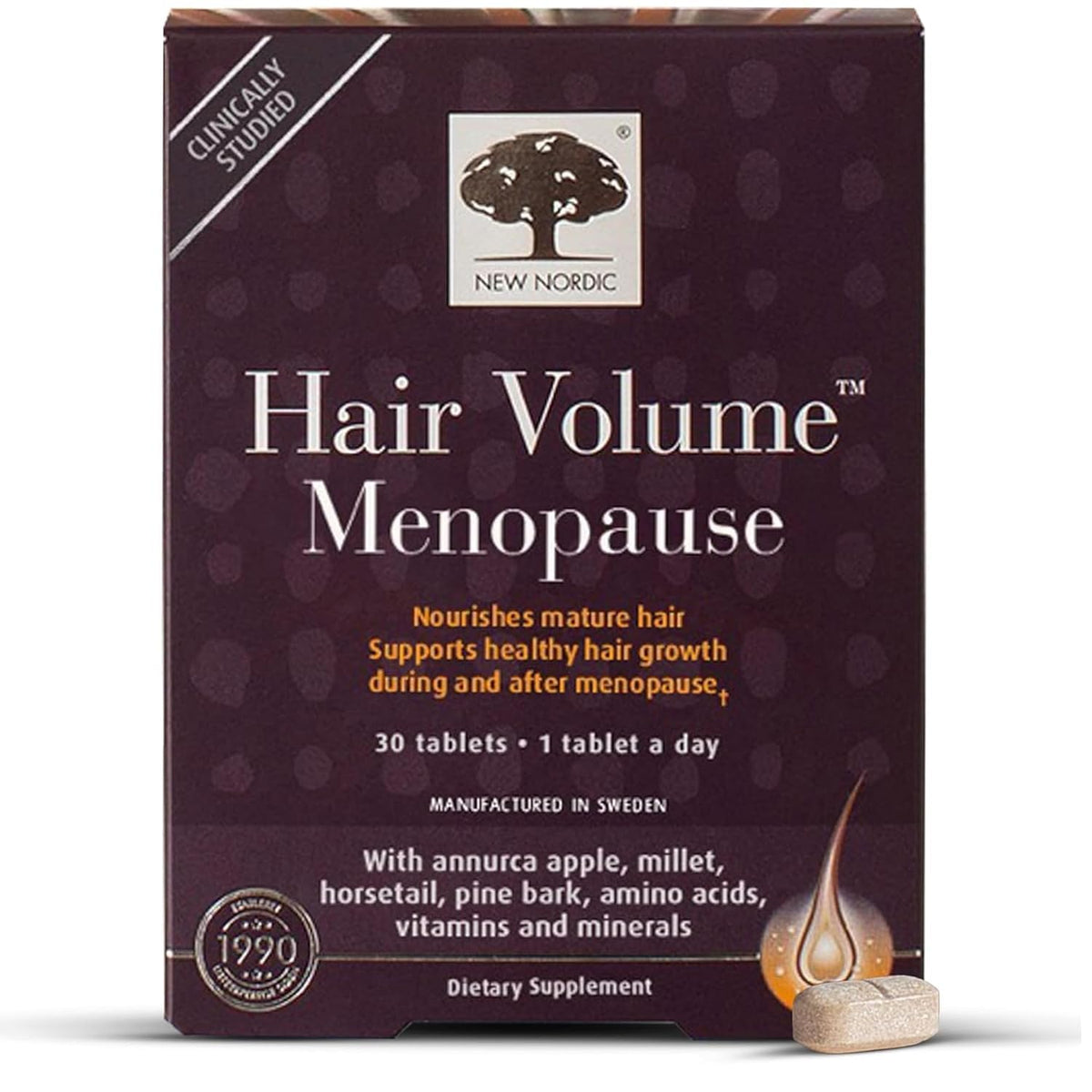 New Nordic Hair Volume Menopause bottle with capsules for daily hair support