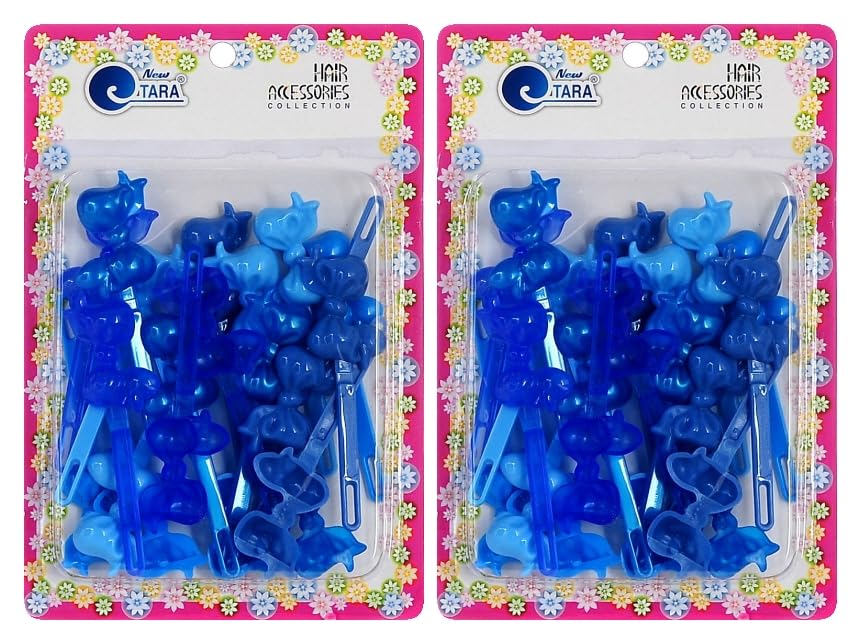 New Tara blue mix 40pc barrettes set for girls, durable and easy to clip.