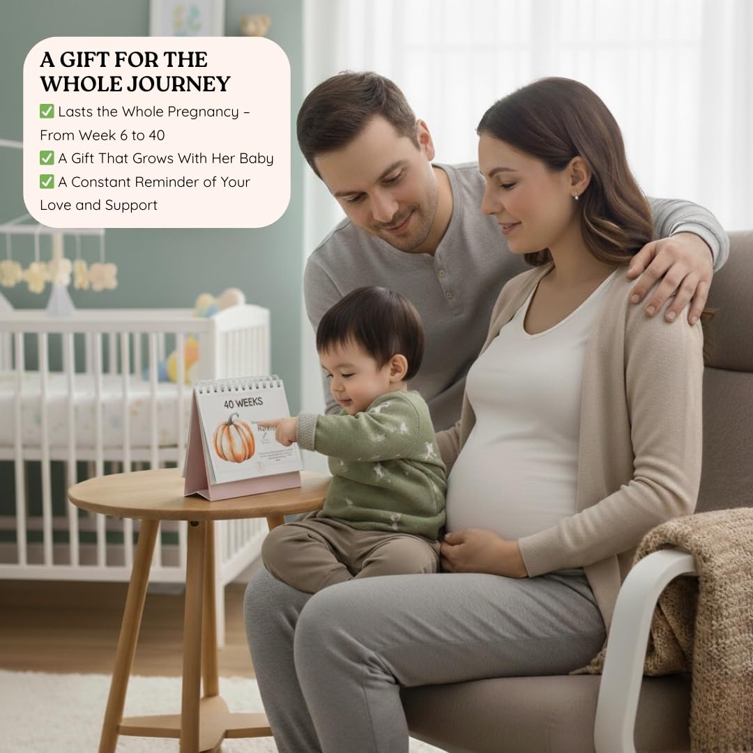 Newborn Nest flip calendar stands sturdy on a desk or counter.
