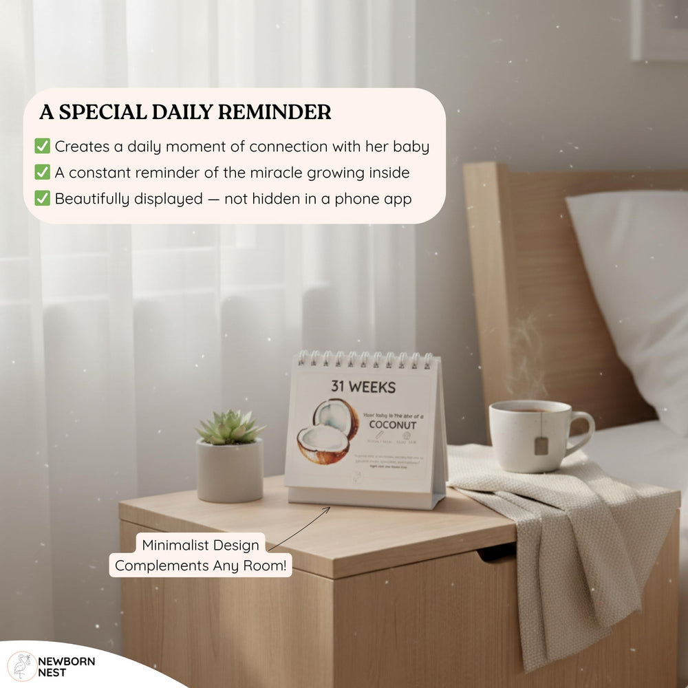 Newborn Nest development facts accompany each week for informed curiosity.
