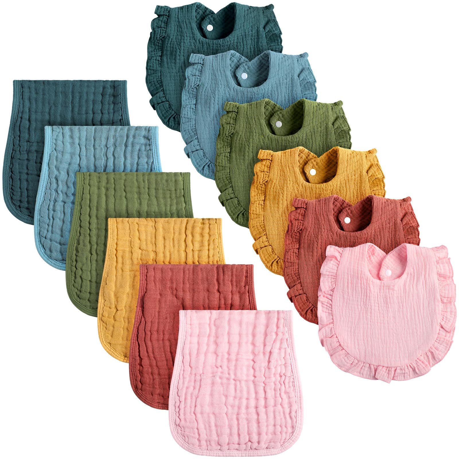 Newcotte baby muslin bibs packshot in neutral colors for everyday feeding
