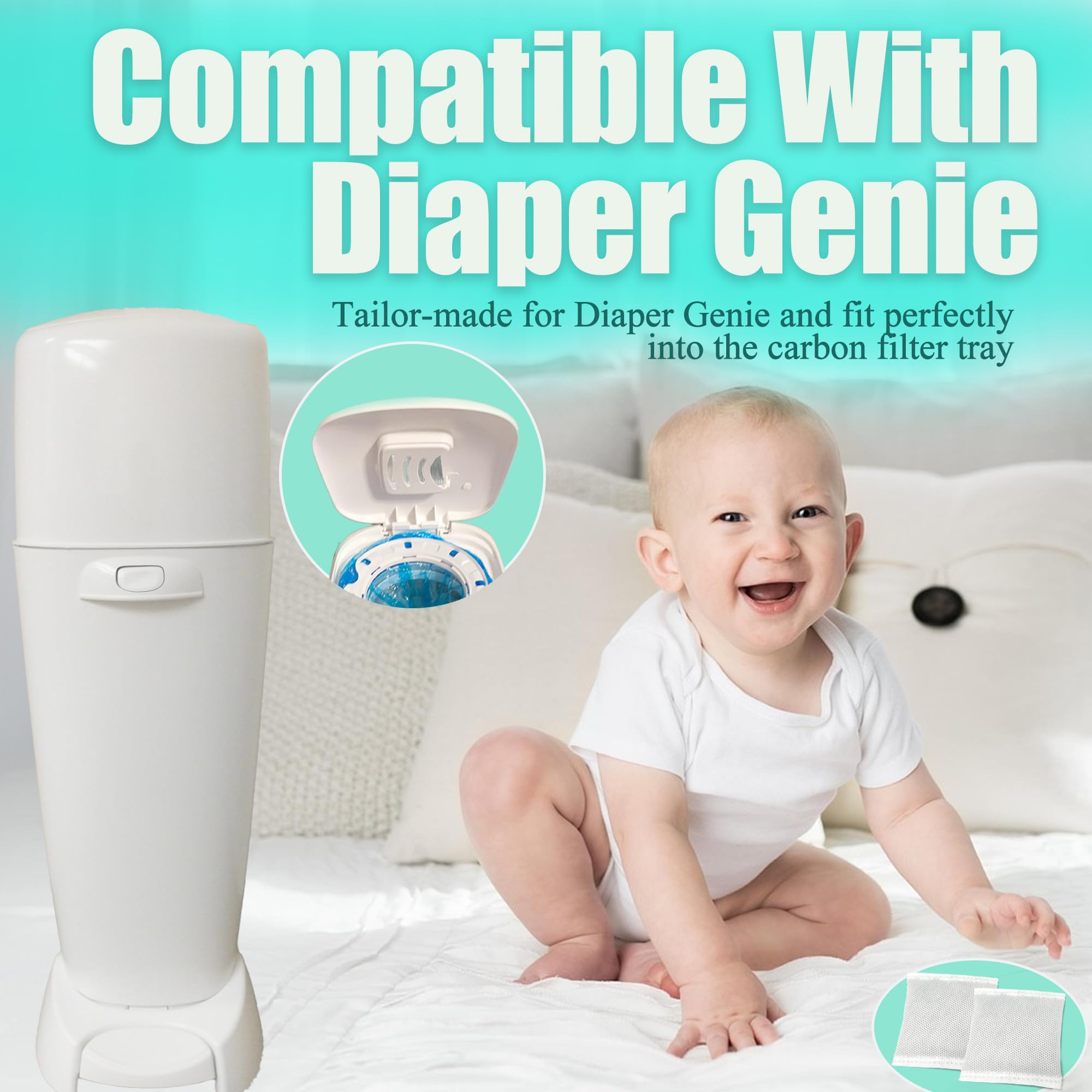 NEWKE activated-charcoal-filter for Diaper Genie reduces diaper odor effectively.
