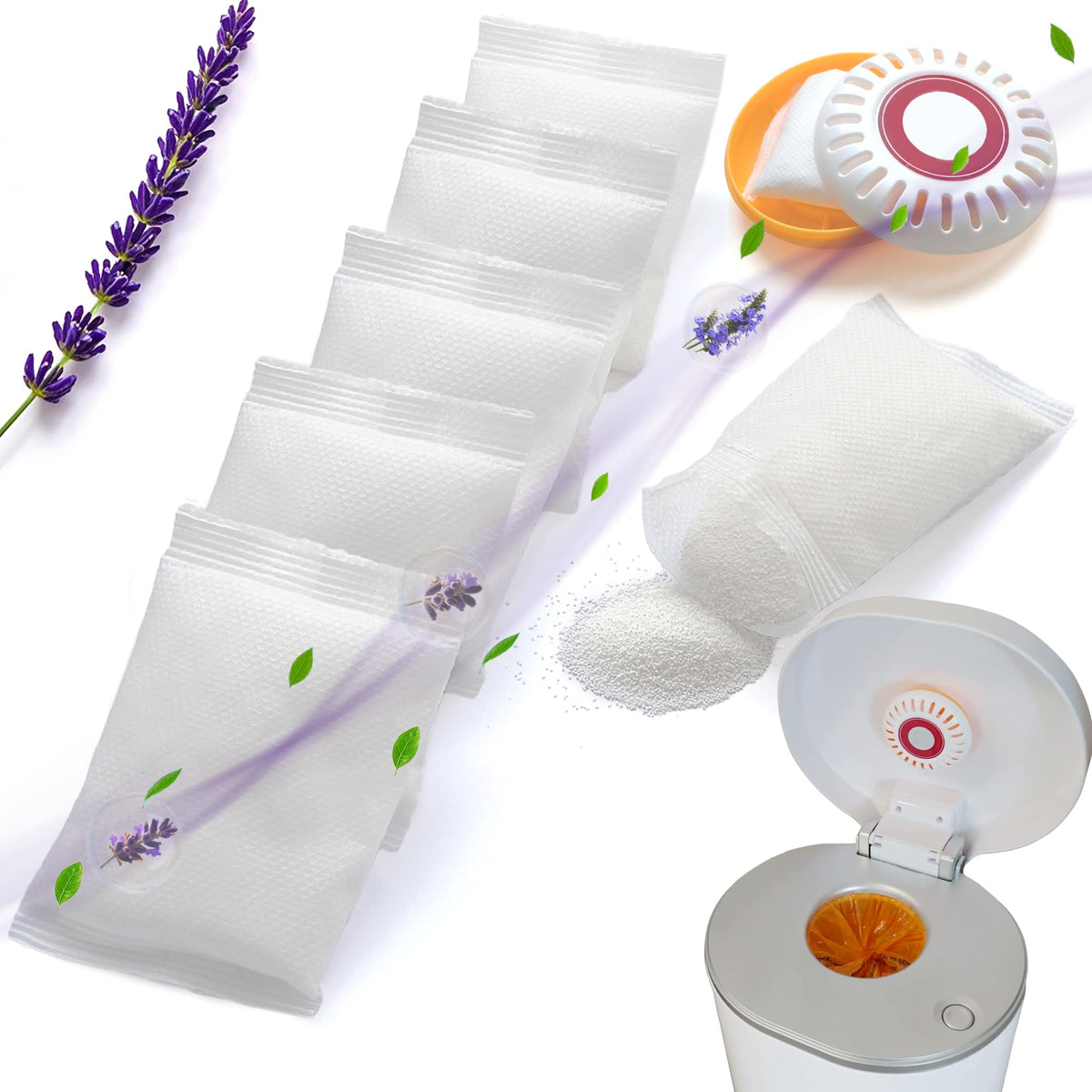 NEWKE lavender-scent baking soda refill 6-pack boosts diaper pail freshness