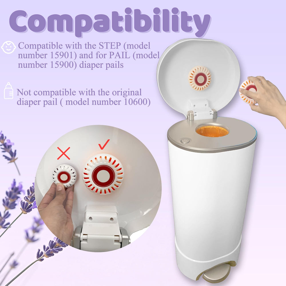 NEWKE diaper-pail deodorizer refill in lavender provides lasting aroma