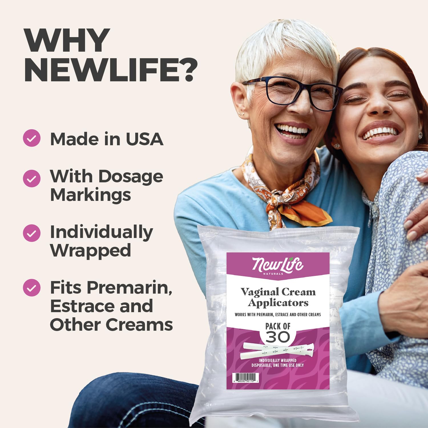 NewLife Naturals individually wrapped and sterilized applicators ensure one-time use hygiene.