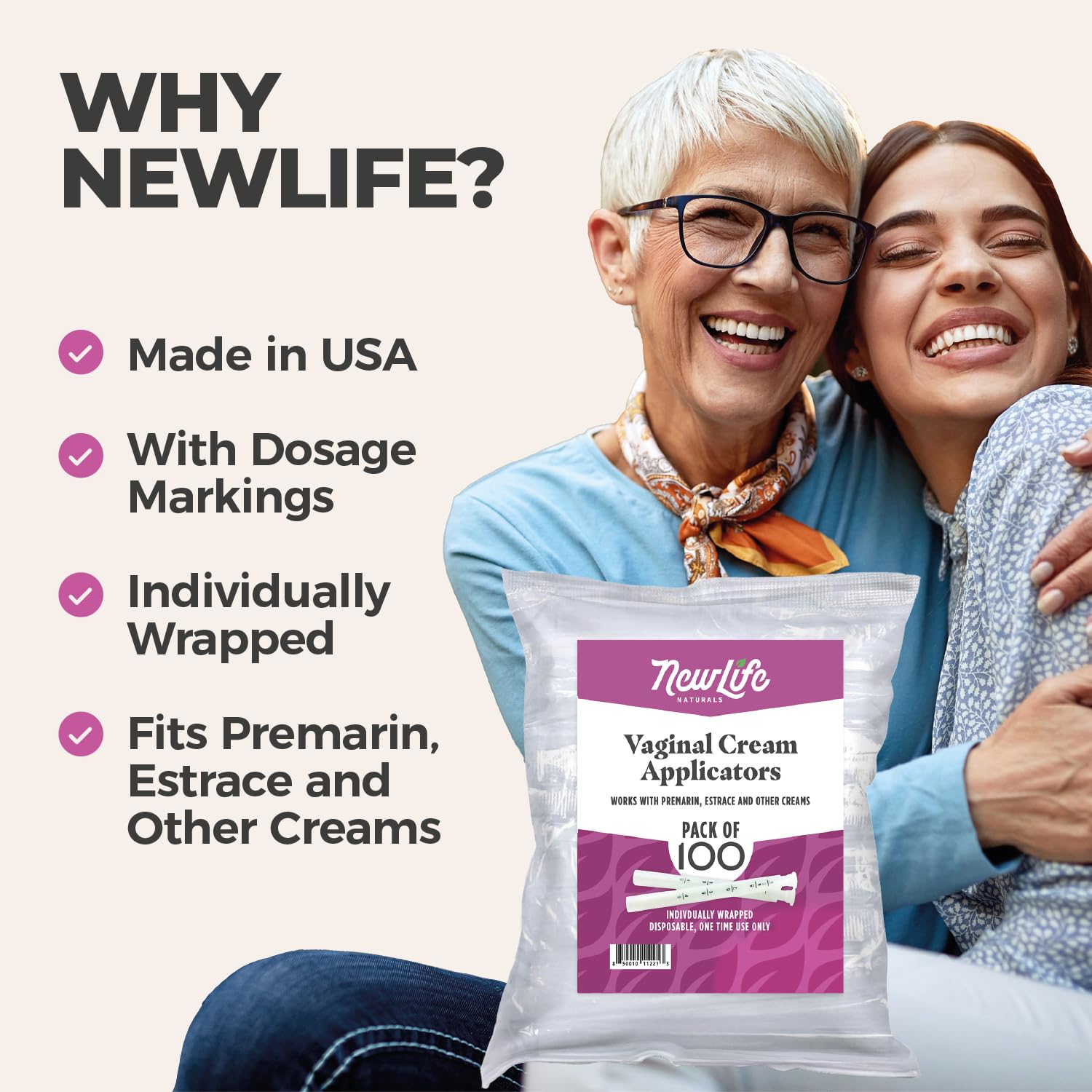 NewLife Naturals individually wrapped applicators for hygienic on-the-go use.