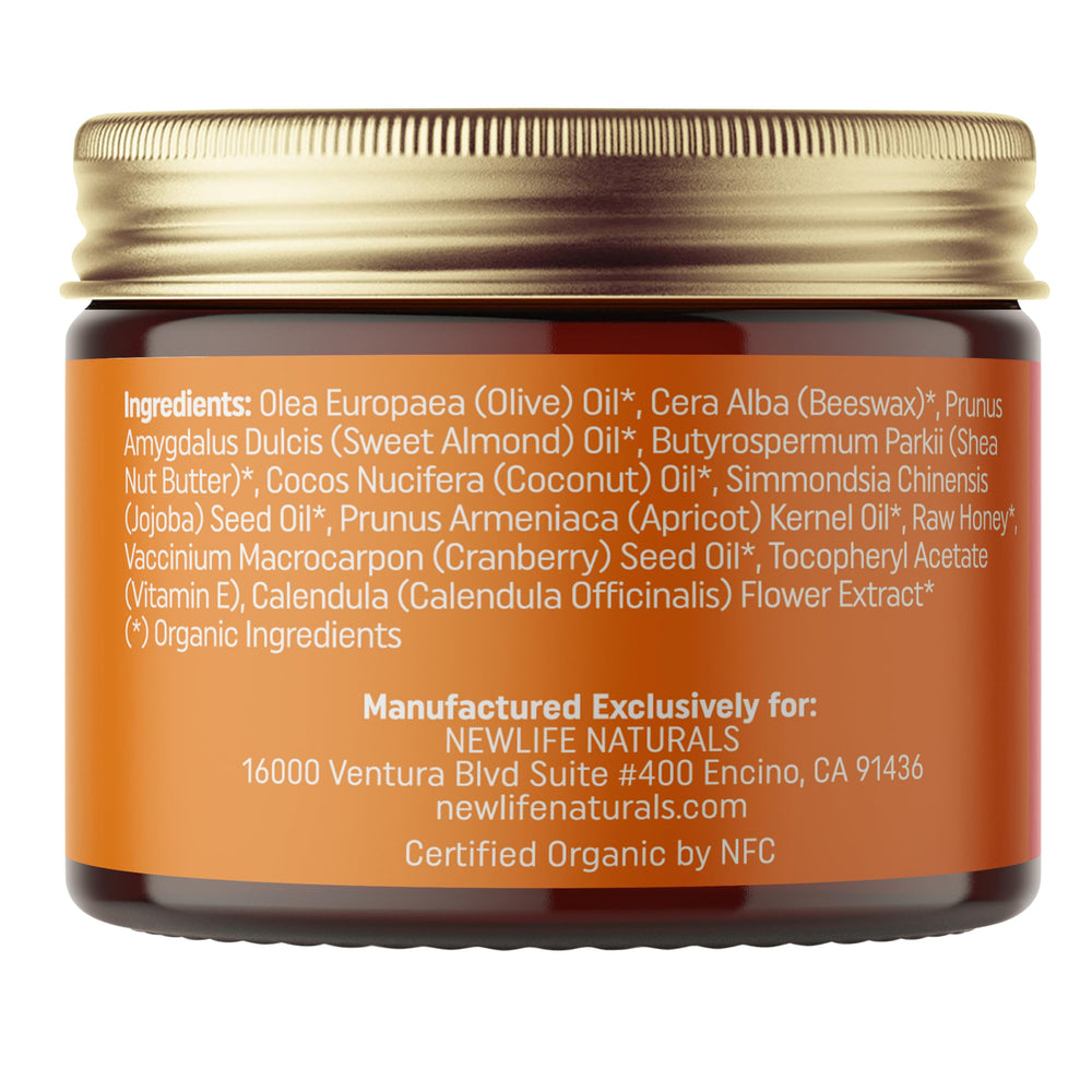 Organic ingredients like olive oil and shea butter nourish sensitive skin.