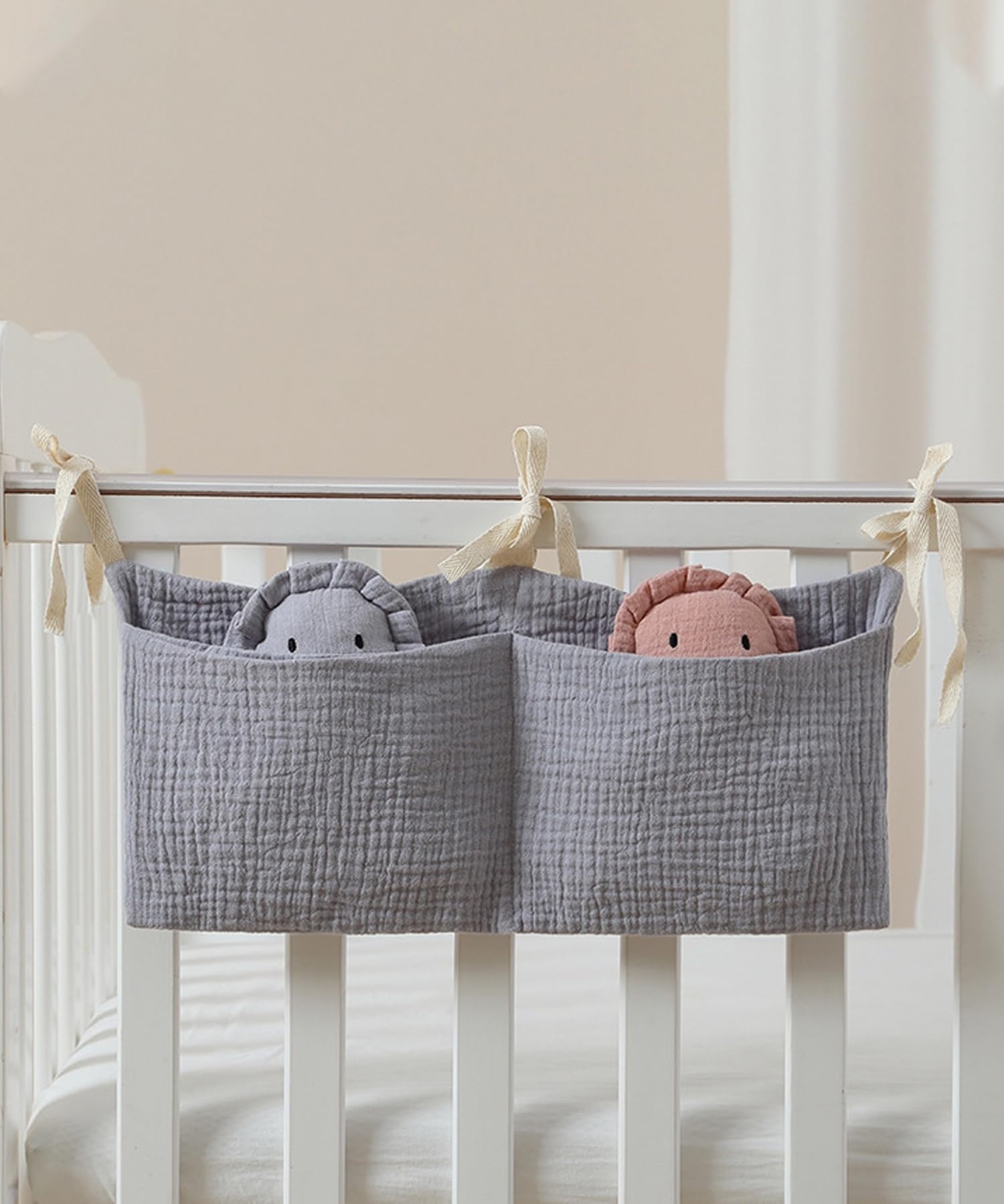 NewLuyer cotton organizer pockets designed for diapers and wipes within arm's reach.