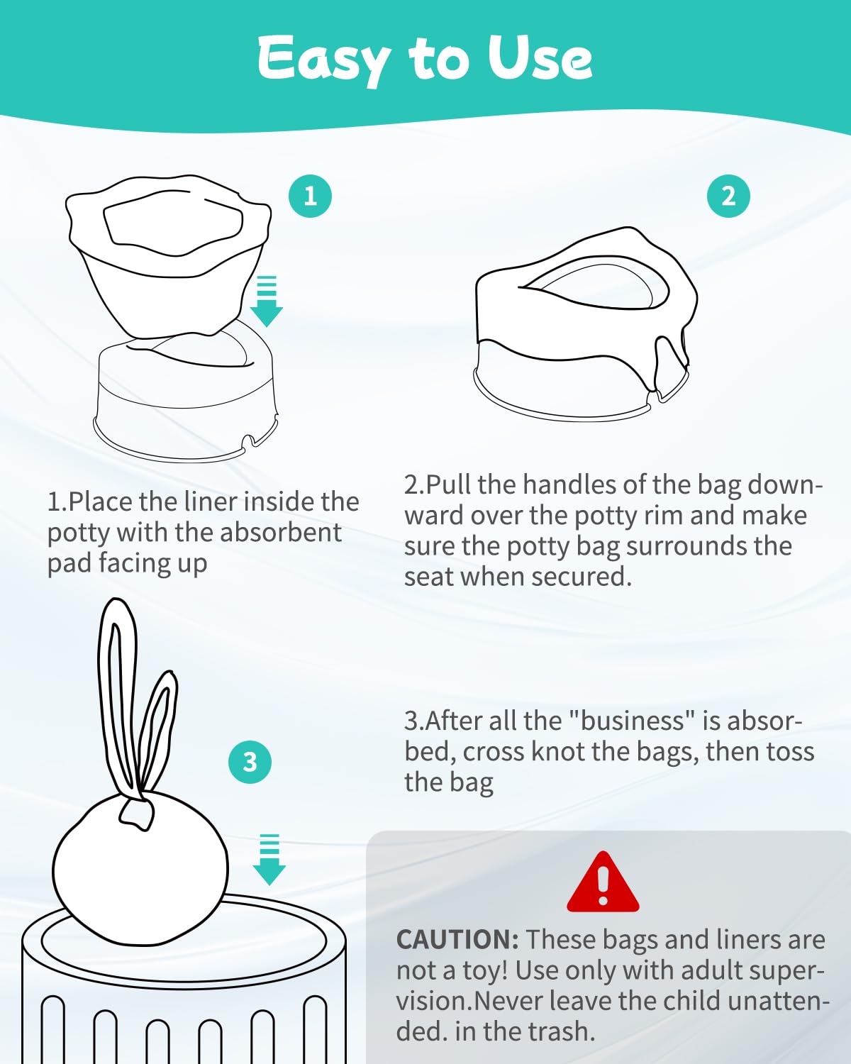 Newnice disposable liners keep potty times clean without cleaning afterward.