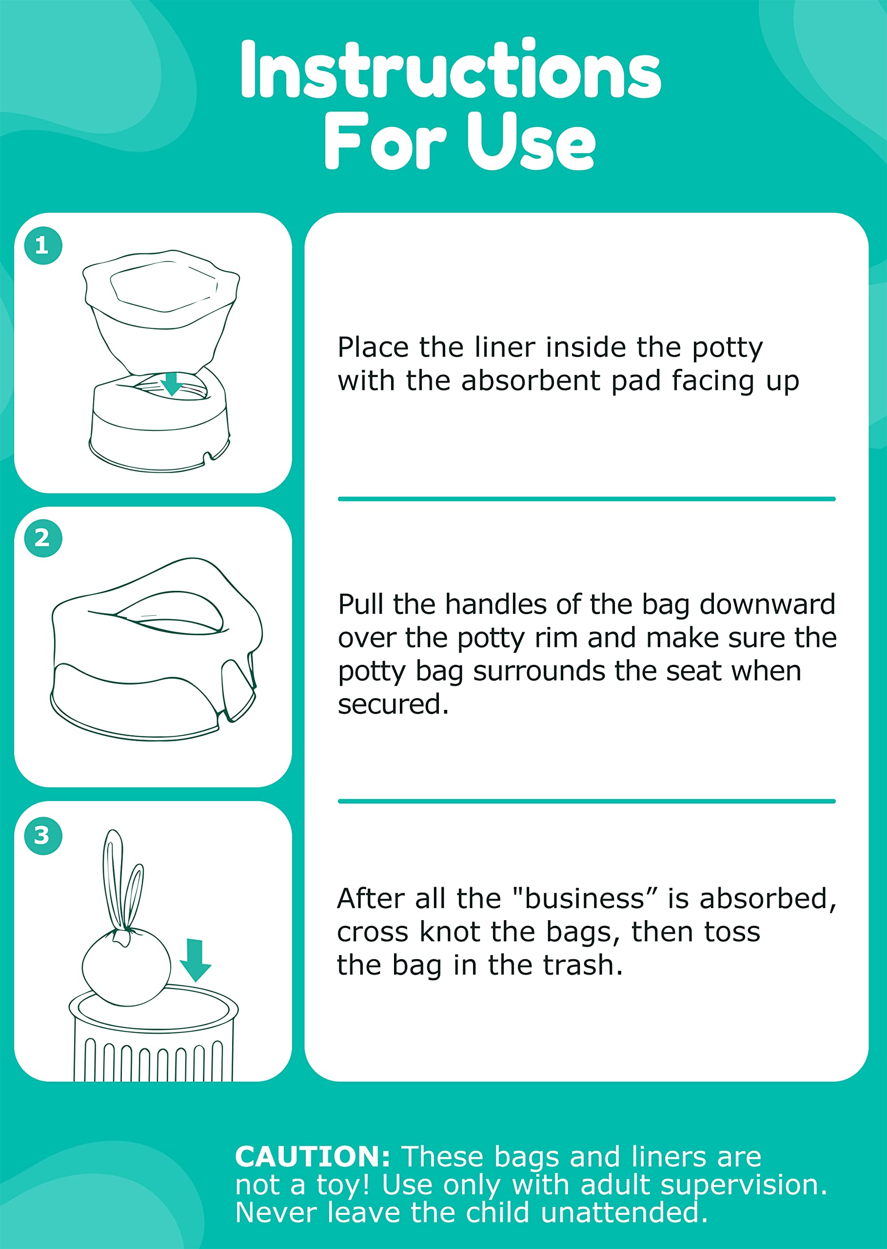 Newnice easy-tie bags are tear-resistant and user-friendly.