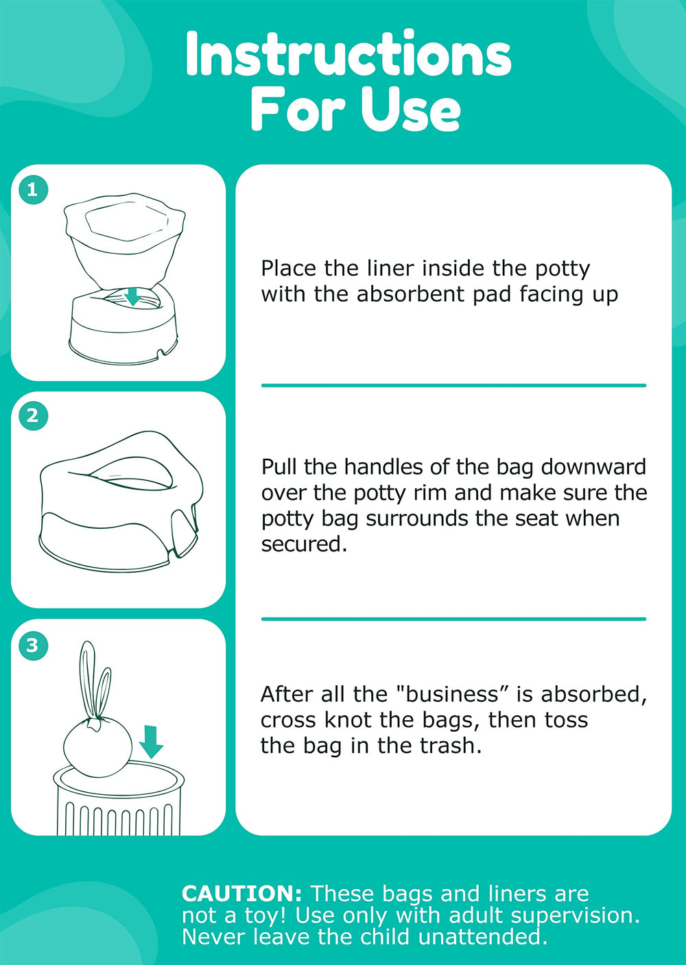 Newnice easy-tie bags are tear-resistant and user-friendly.