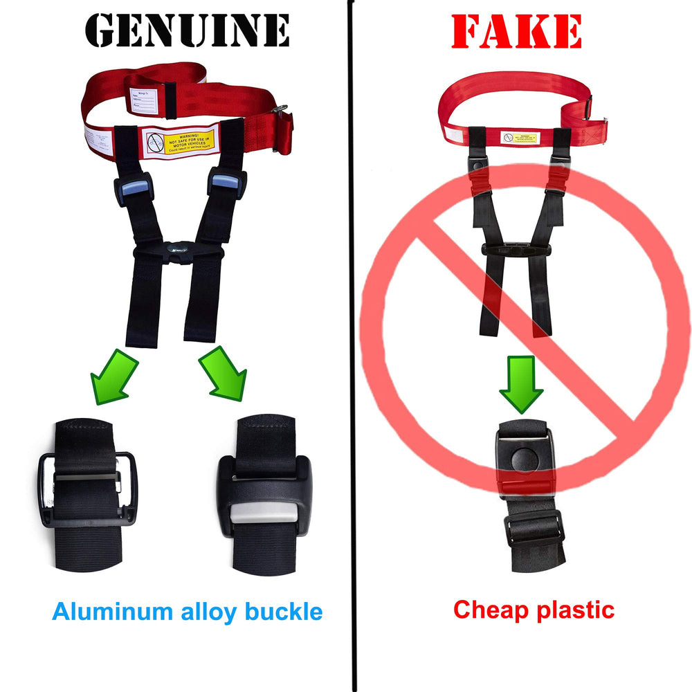 Newroutes Child Airplane Safety Harness fits most airplane seats for secure travel.