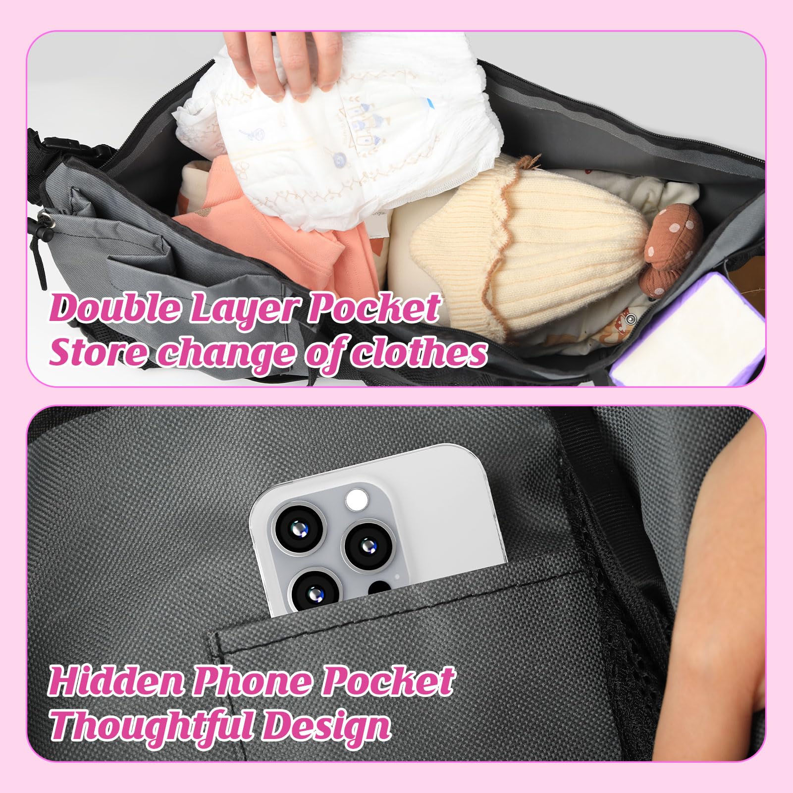NewShot top pockets hold bottles and tissues within easy reach