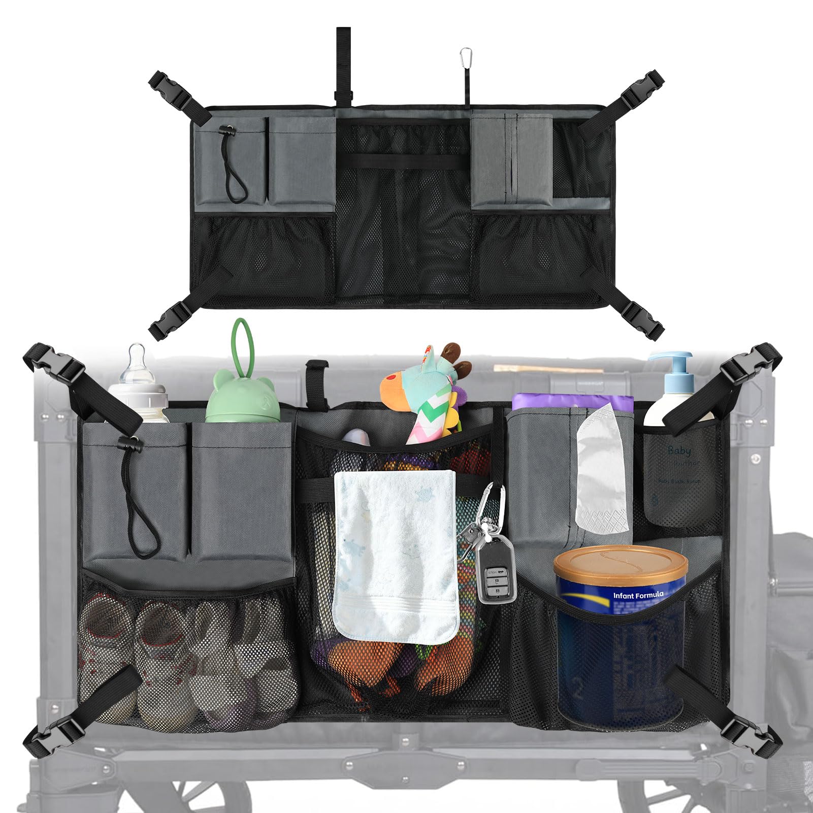NewShot wagon cargo net with adjustable straps attaches securely to Wonderfold W-series