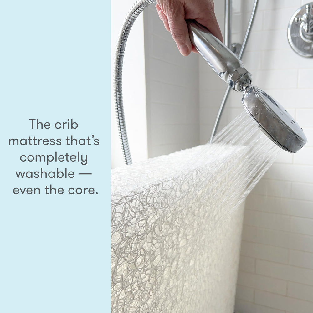 Newton Baby Essential breathe-thru core promotes airflow for a cooler sleep.