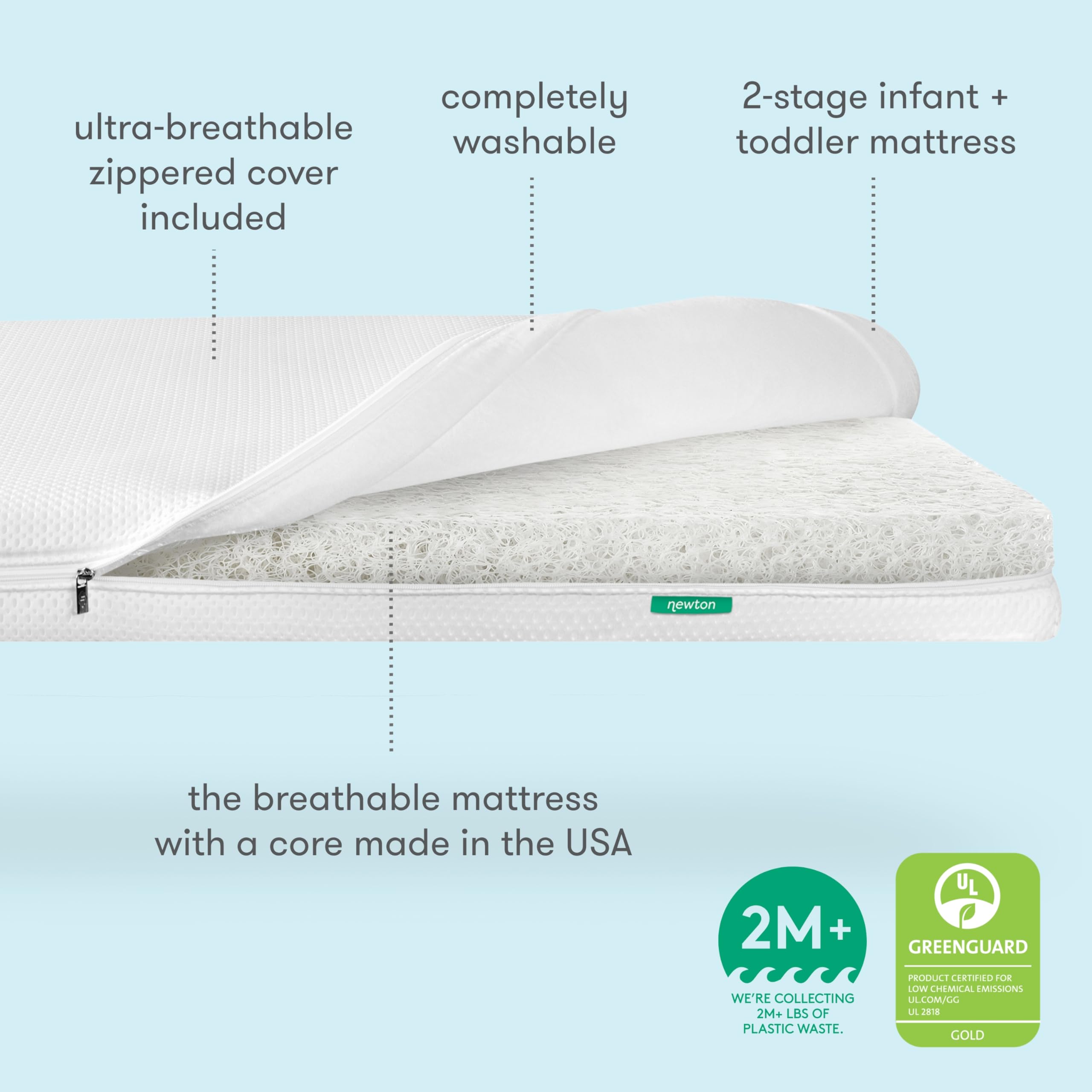 Newton Baby Essential two-stage mattress grows with your infant to toddler years.