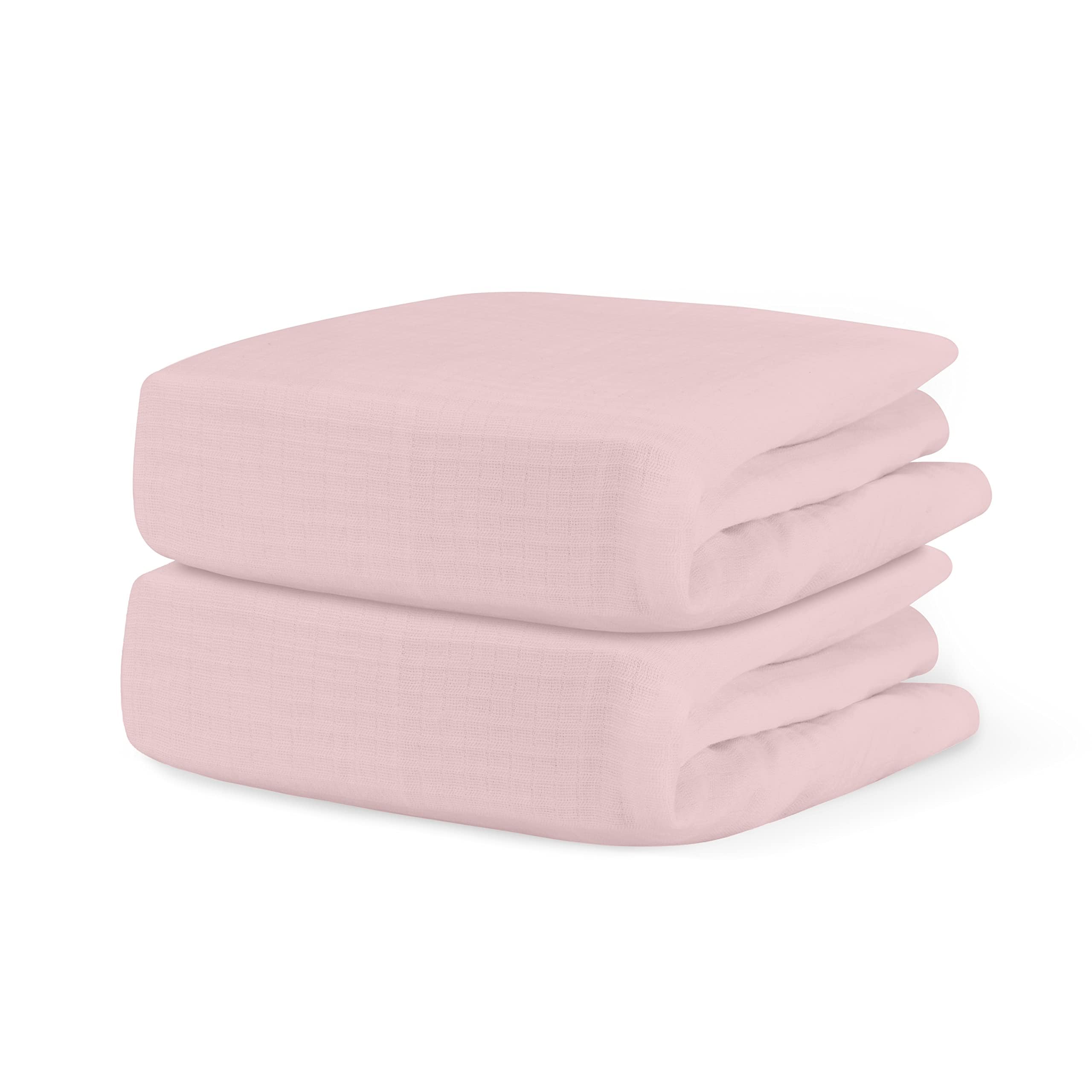 Newton Baby fitted crib sheet two-pack in pink promotes comfort and airflow.