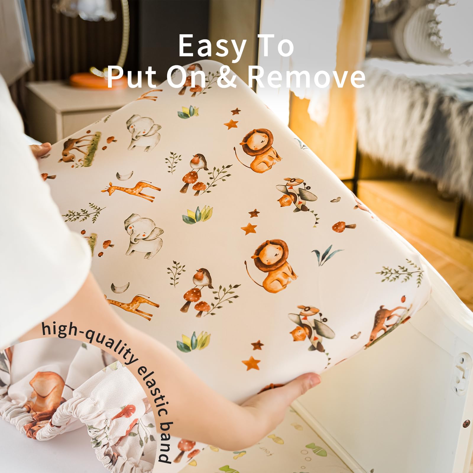 Newvenper crib sheet with elastic band for quick secure fit