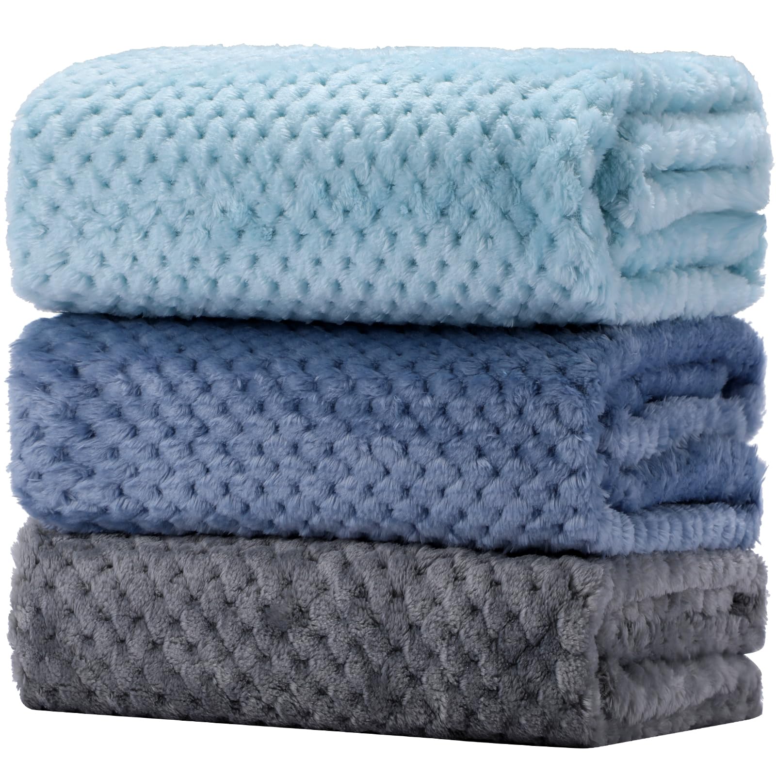 Newwiee 3pc ivory baby blankets with soft waffle fabric for cozy naps