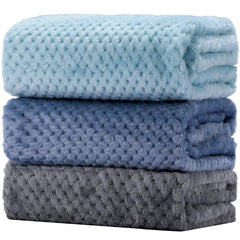 Newwiee 3pc ivory baby blankets with soft waffle fabric for cozy naps