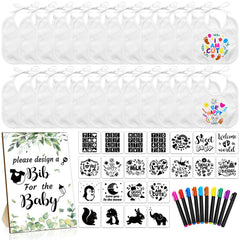 Newwiee white baby bibs decorating set for DIY crafts and keepsake gifts