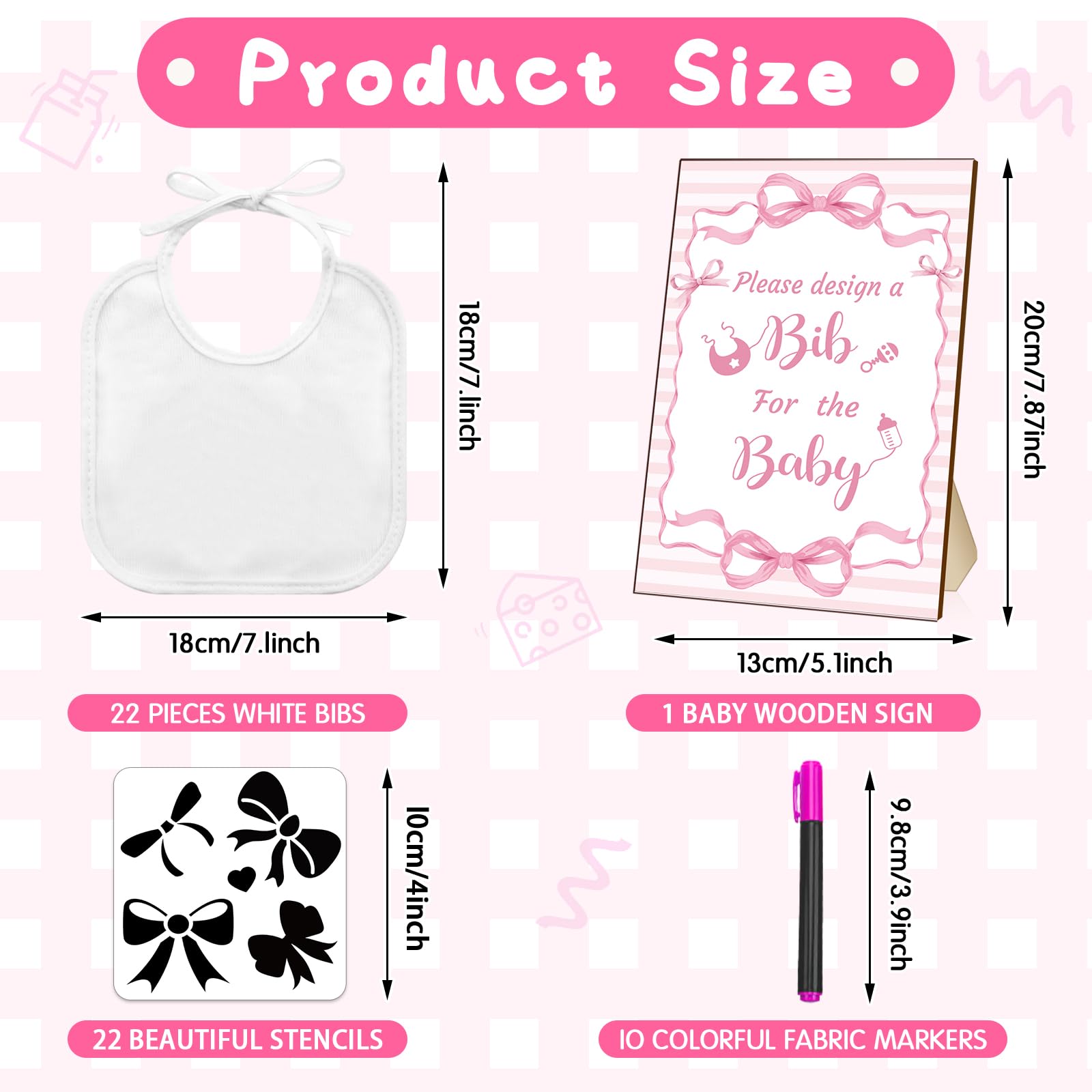 Newwiee stencils with 22 patterns for quick, personalized bib designs.