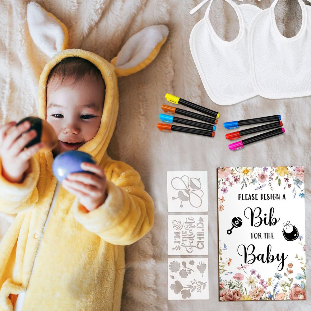 Newwiee bib decorating activity kit for giftable keepsakes.