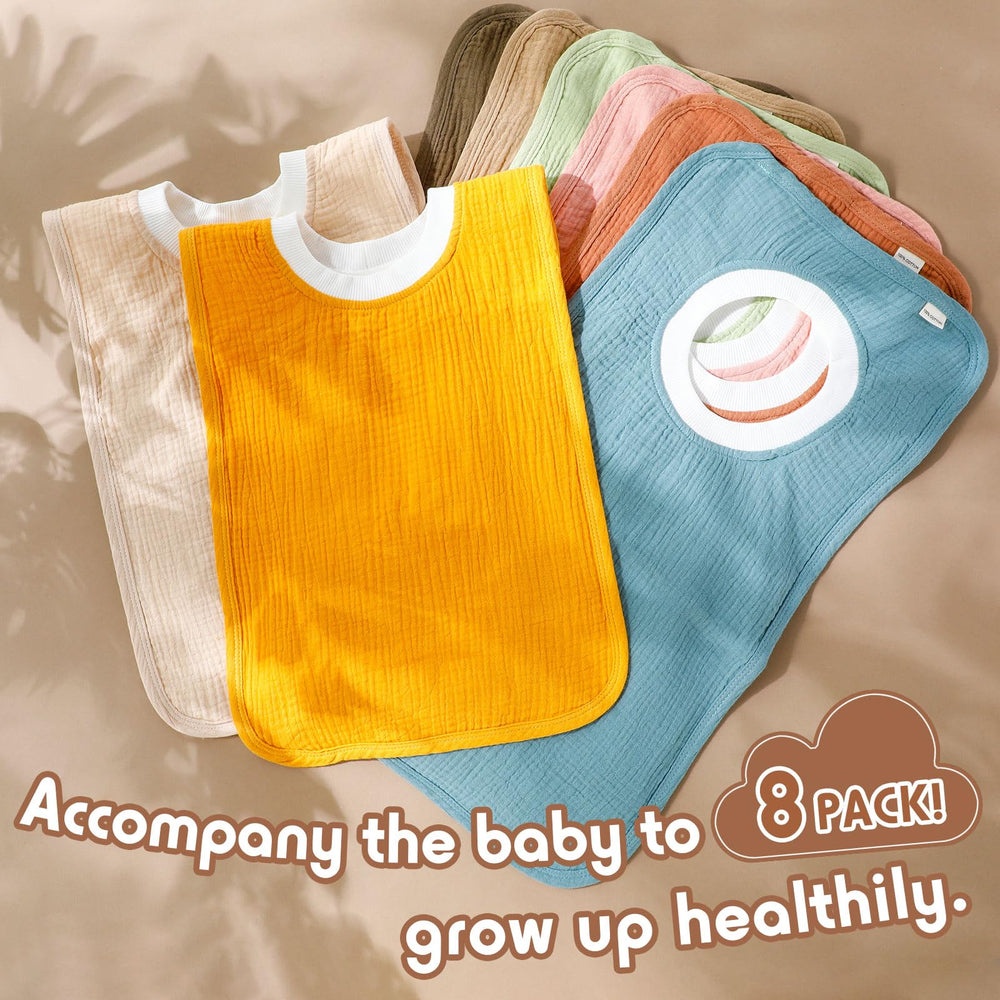 Newwiee bib slips on easily with a stretchy collar.