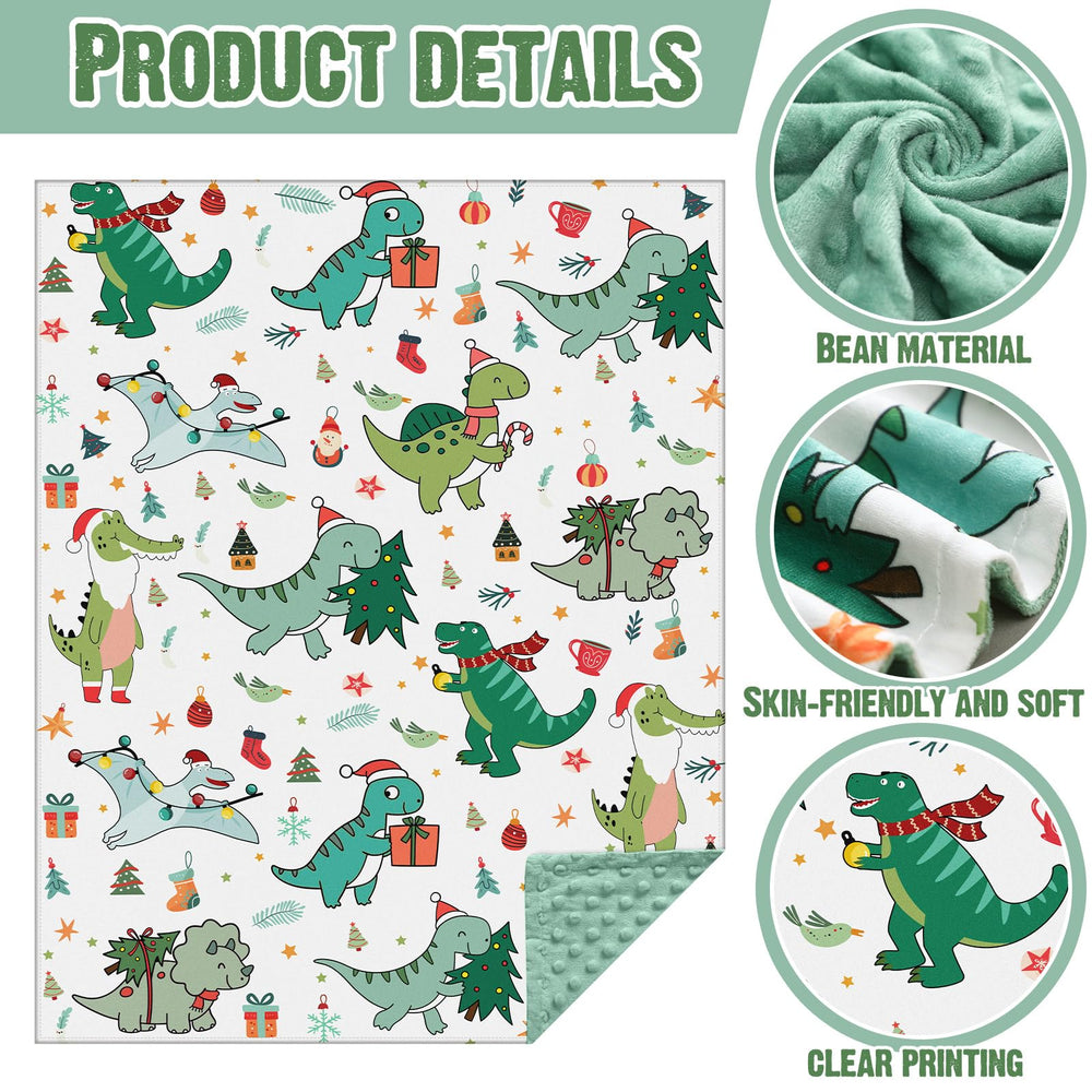 Close view of Newwiee 30x40 inch blanket in multicolor dinosaurs design.