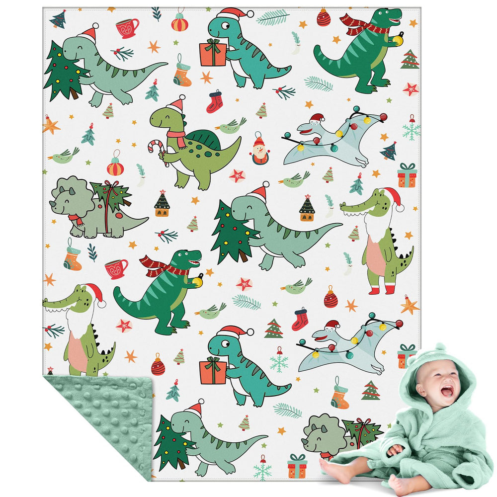Newwiee dinosaurs blanket with festive print for cuddly naps and crib comfort.